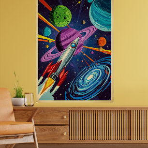 Retro Futurism Sci-Fi Space Exploration Wall Art