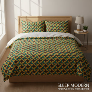 Retro Futurism Waves Pattern Duvet Cover