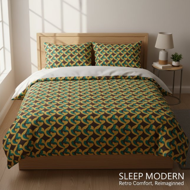 Retro Futurism Waves Pattern Duvet Cover (Creator Uploaded)