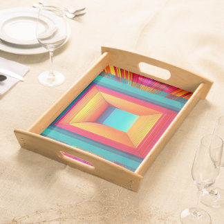 Retro Futuristic 3D Infinity Tunnel Serving Tray