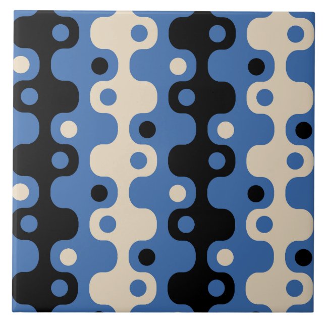 Retro Futuristic Abstract Pattern Ceramic Tile (Front)