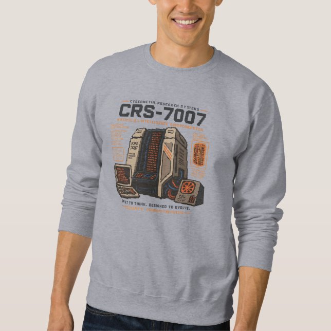 Retro Futuristic AI Robot Computer Vaporwave Neon Sweatshirt (Front)