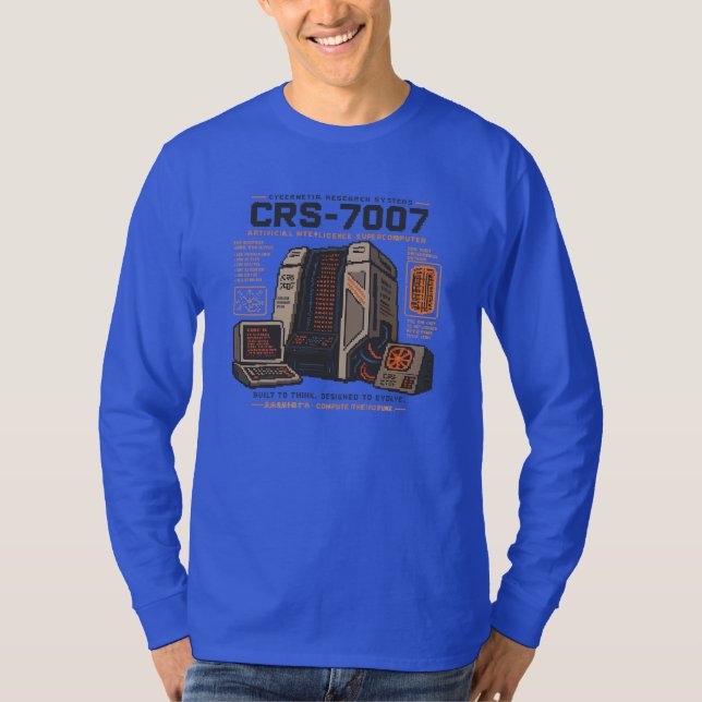 Retro Futuristic AI Robot Computer Vaporwave Neon T-Shirt (Front)