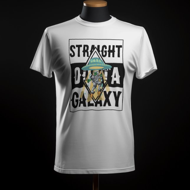 Retro-Futuristic Alien Funny Straight outta galaxy T-Shirt (Creator Uploaded)