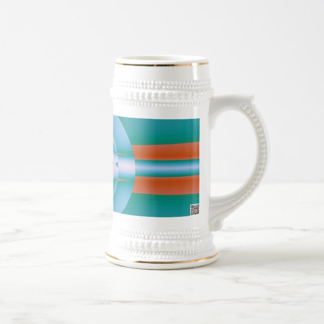 Retro Futuristic Aqua Coral Abstract Art Beer Stein (Right)