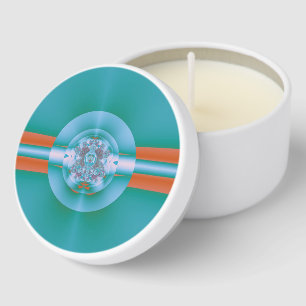 Retro Futuristic Aqua Coral Abstract Art Mini Candle Favors