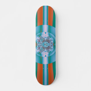 Retro Futuristic Aqua Coral Abstract Art Skateboard Deck