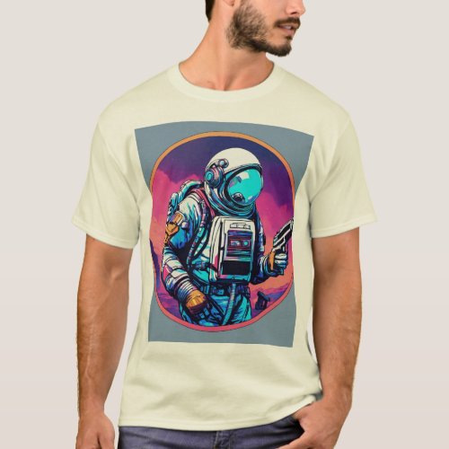 Retro Futuristic Astronaut T_Shirt