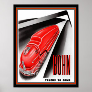 Retro Futuristic Bohn Truck Ad Print 11 x 14