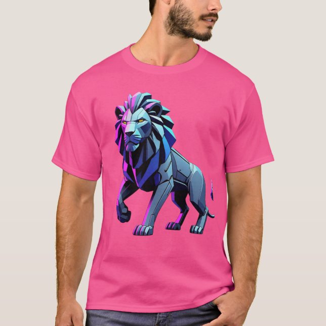 Retro-Futuristic Geometric Lion T-Shirt (Front)