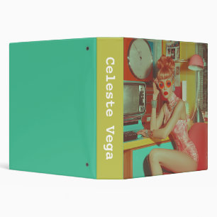 Retro Futuristic Glam Aesthetic 3 Ring Binder