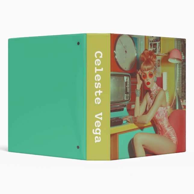 Retro Futuristic Glam Aesthetic 3 Ring Binder (Background)