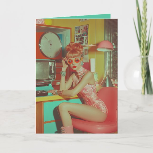 Retro Futuristic Glam Aesthetic Invitation (Front)