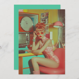 Retro Futuristic Glam Aesthetic Invitation