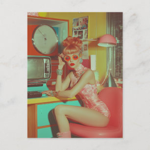 Retro Futuristic Glam Aesthetic Postcard