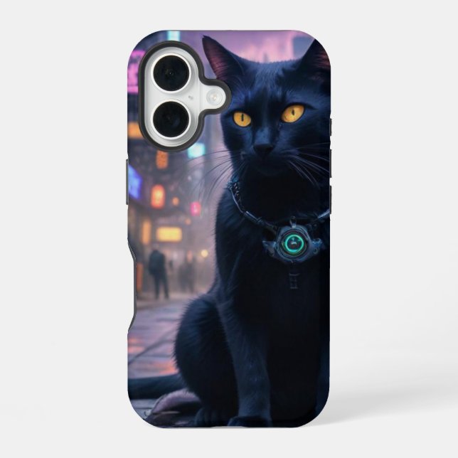 Retro futuristic kitty cat iphone case (Back)