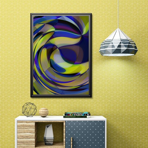 Retro Futuristic Radial Swirl Waves Art Pattern Poster