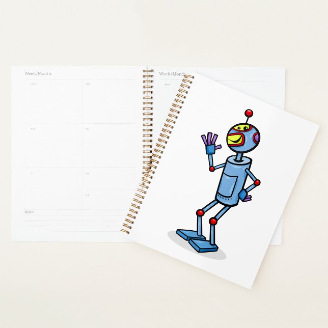 Retro Futuristic Robot Character Waving Planner (Creator Uploaded)