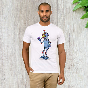 Retro Futuristic Robot Character Waving T-Shirt