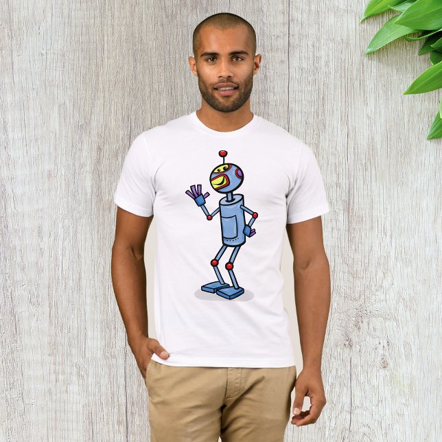Retro Futuristic Robot Character Waving T-Shirt (Creator Uploaded)