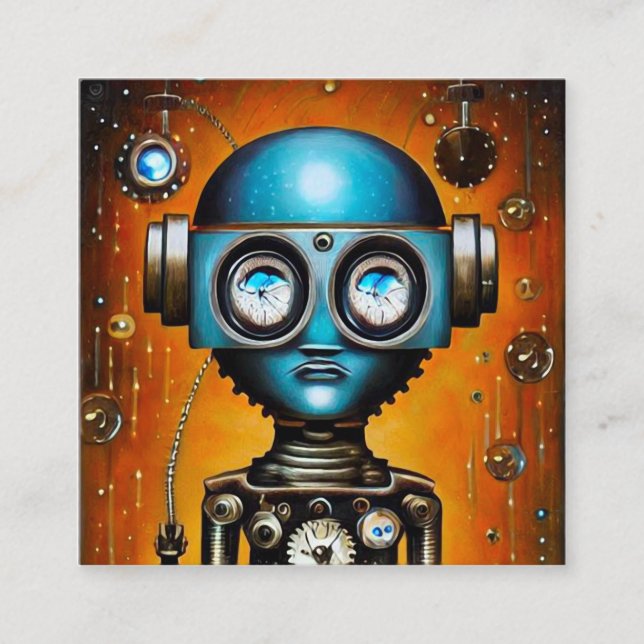 Retro Futuristic Robot Enclosure Card (Front)