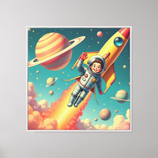 Retro-Futuristic Space Art – 1950s Style Canvas Print (Front)