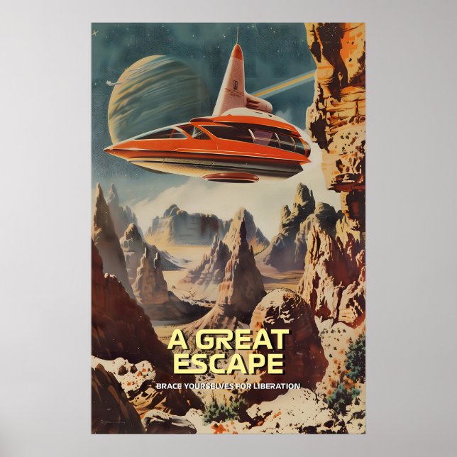 Retro-Futuristic Space Travel Art Print Alien (Front)
