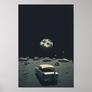 Retro Futuristic Space Vintage, ai generated art Poster