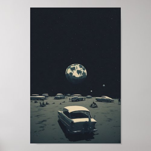 Retro Futuristic Space Vintage ai generated art Poster