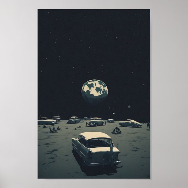 Retro Futuristic Space Vintage, ai generated art Poster (Front)