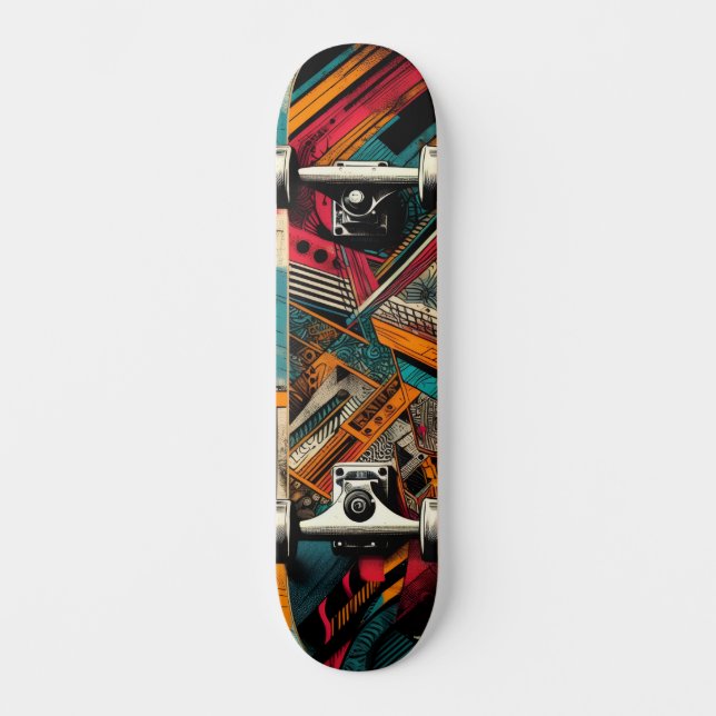 Retro-Futuristic Tech Street Art Skateboard 40 (Front)