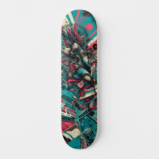 Retro-Futuristic Tech Street Art Skateboard 7
