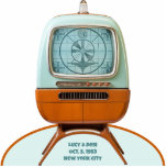 Retro-Futuristic TV Photo Frame Sculpture<br><div class="desc">Beam your own photo right into the TV set, and change the caption to create a memorable gift for a wedding anniversary or any other special occasion. Simply click the "Personalize This Template" to upload your photo, and it will be printed in the TV screen complete with shadows and highlights...</div>
