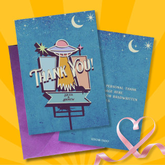 Retro Futuristic Wedding Thank You Sign Card