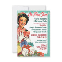Retro Gal Christmas Party Invite - Oh What Fun!