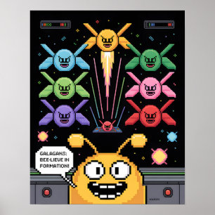 Retro Galaga Galagans Poster