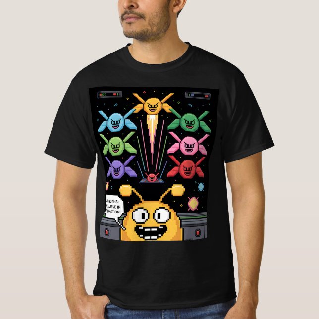 Retro Galaga Galagans T-Shirt - Bee-lieve in Forma (Front)