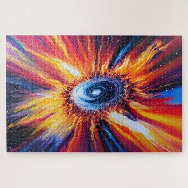 Retro Galaxy Explosion Universe Big Bang Fiery Jigsaw Puzzle (Horizontal)