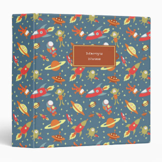 Retro Galaxy Outer Space Rockets & Astronauts Binder