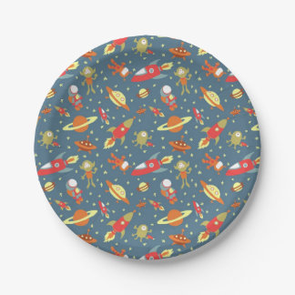 Retro Galaxy Outer Space-themed Party Paper Plates