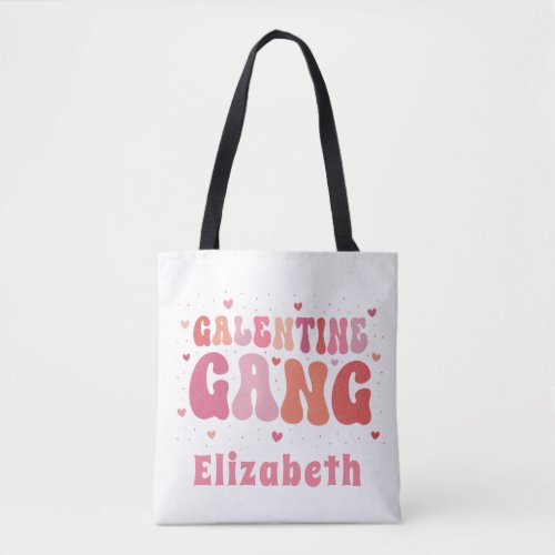 Retro Galentines Gang Custom Name Tote Bag