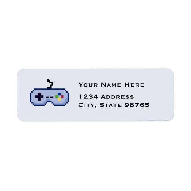Retro Game Controller Return Blue Address Labels (Front)