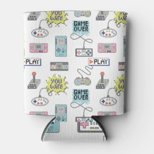 Retro Game Controllers: Colorful Seamless Pattern Can Cooler
