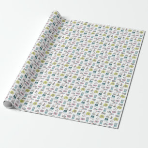 Retro Game Controllers: Colorful Seamless Pattern Wrapping Paper