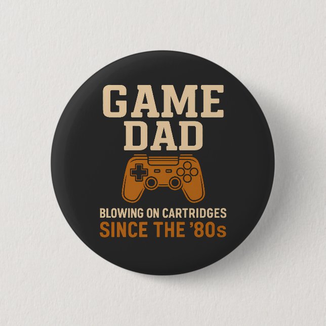 Retro Game Dad '80s Cartridge Vibes Button (Front)