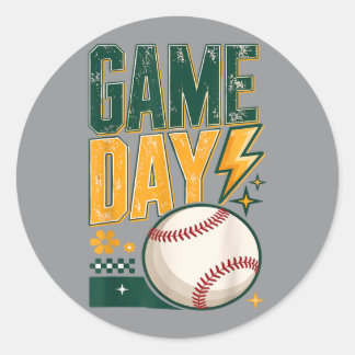 Retro Game Day Fun Sports Baseball Classic Round Sticker