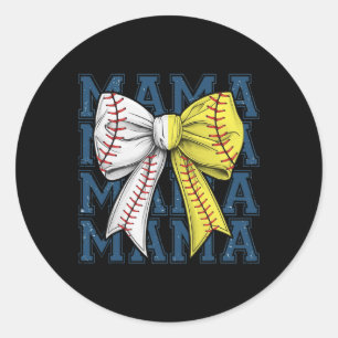 Retro Game Day Softball Baseball Mama Sports Team Classic Round Sticker