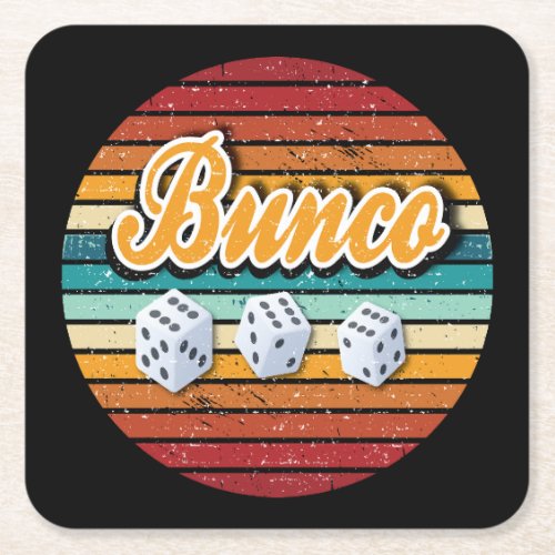 Retro Game Night Dice Bunco Square Paper Coaster