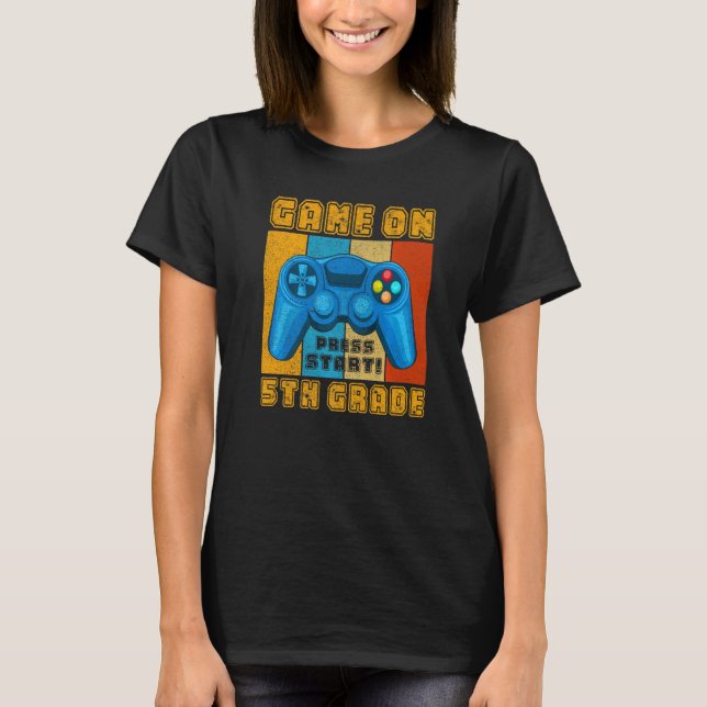Retro Game On 5th Grade Back To School Video Gamer T-Shirt (Front)