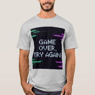 Retro Game Over T-Shirt – Blue Glitchy Gamer Dad